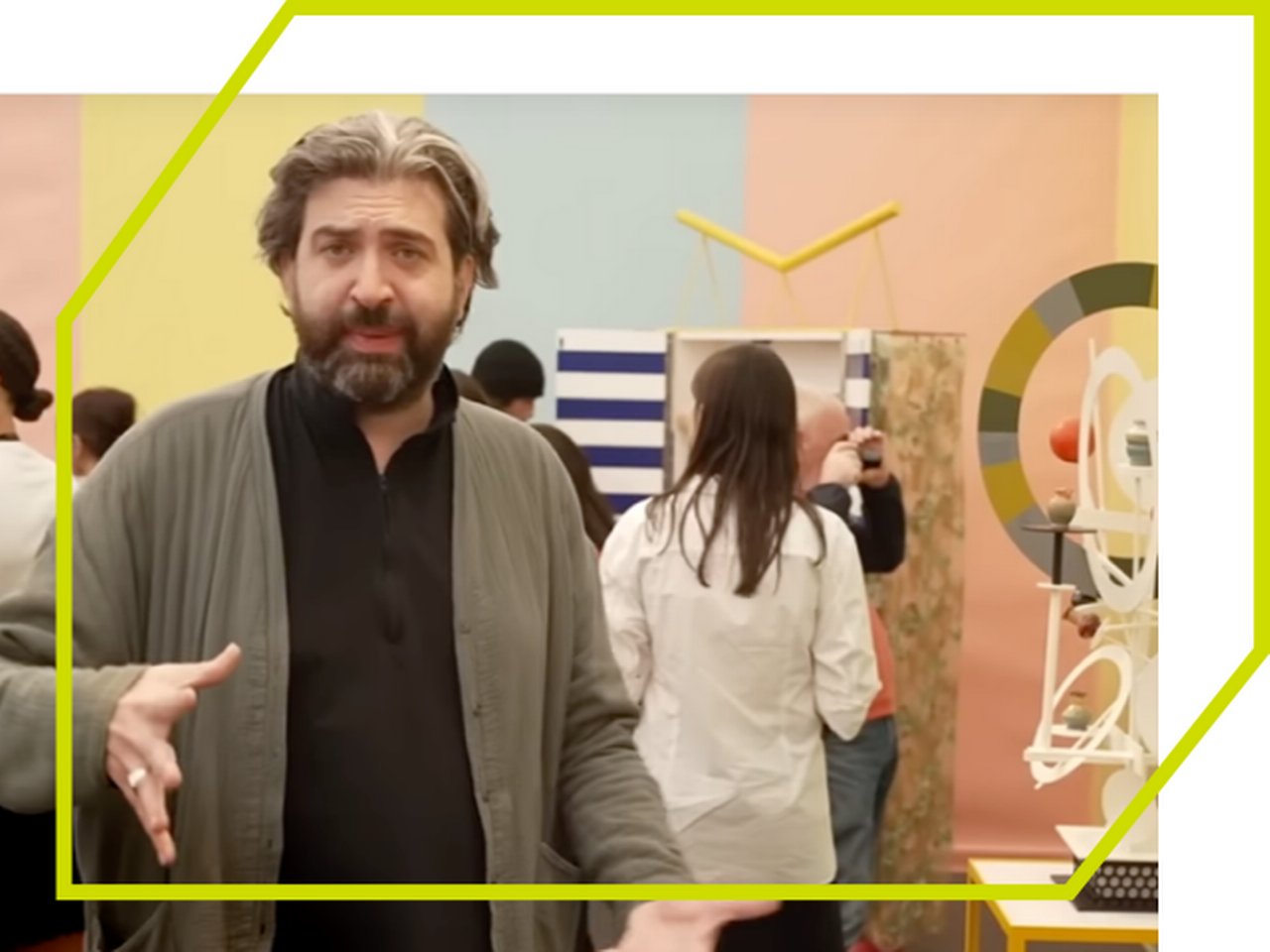 Man is speaking about the exhibition